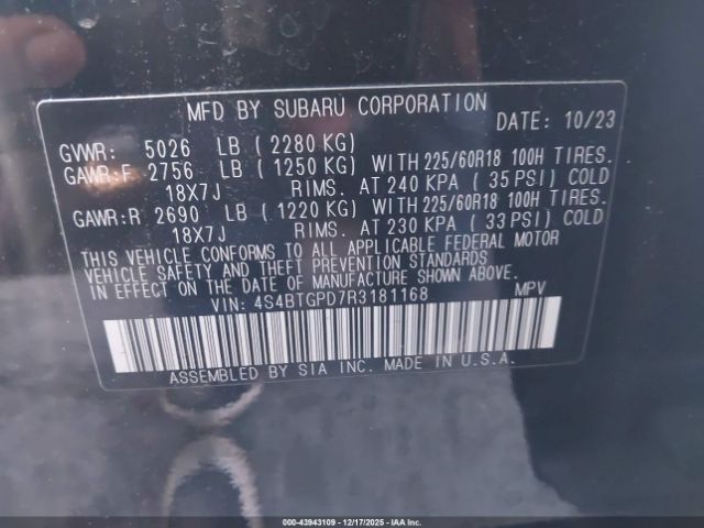 2024 SUBARU OUTBACK 4S4BTGPD7R3181168 Photo 8