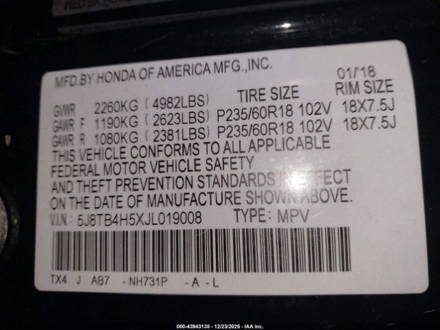 2018 ACURA RDX 5J8TB4H5XJL019008 Photo 8