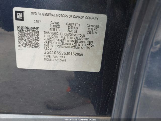 2018 CHEVROLET IMPALA 2G1105S35J9152056 Photo 8