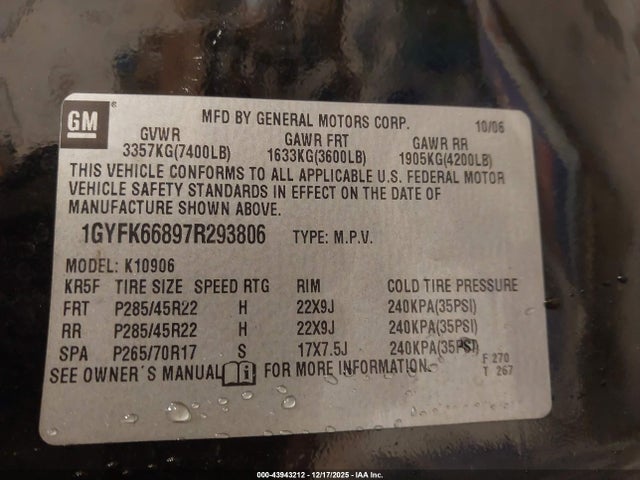 2007 CADILLAC ESCALADE ESV 1GYFK66897R293806 Photo 8