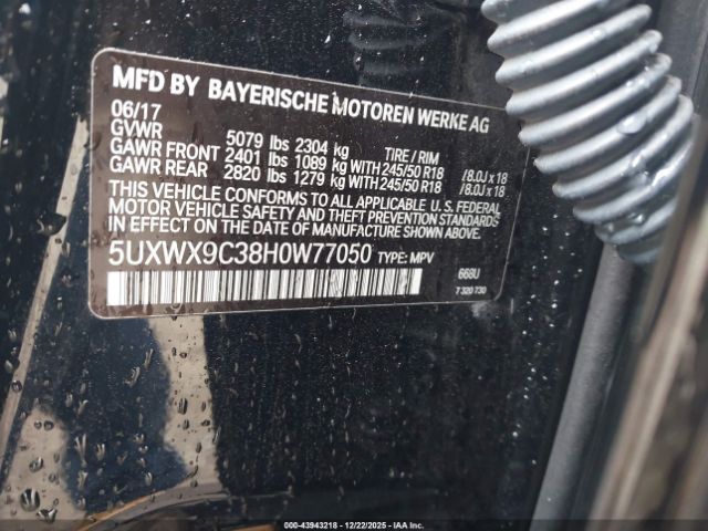 2017 BMW X3 5UXWX9C38H0W77050 Photo 8