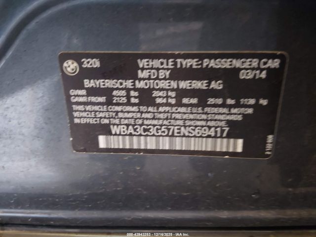 2014 BMW 320I WBA3C3G57ENS69417 Photo 8