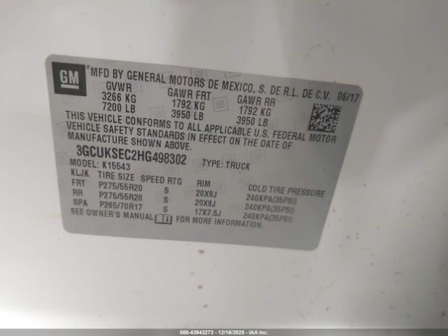 2017 CHEVROLET SILVERADO 1500 3GCUKSEC2HG498302 Photo 8