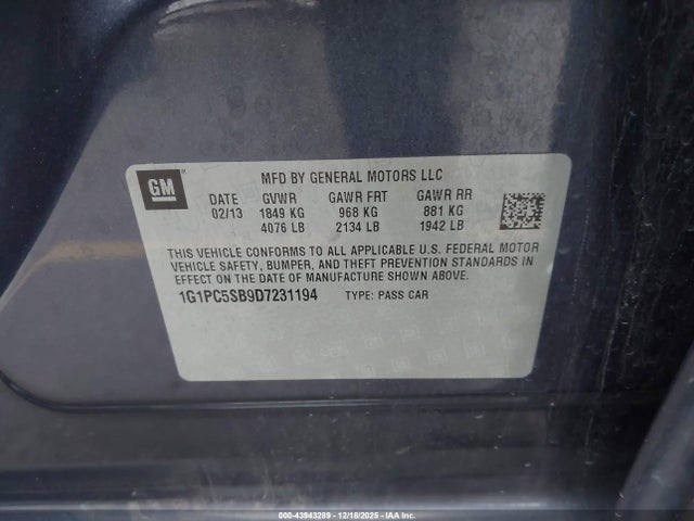 2013 CHEVROLET CRUZE 1G1PC5SB9D7231194 Photo 8