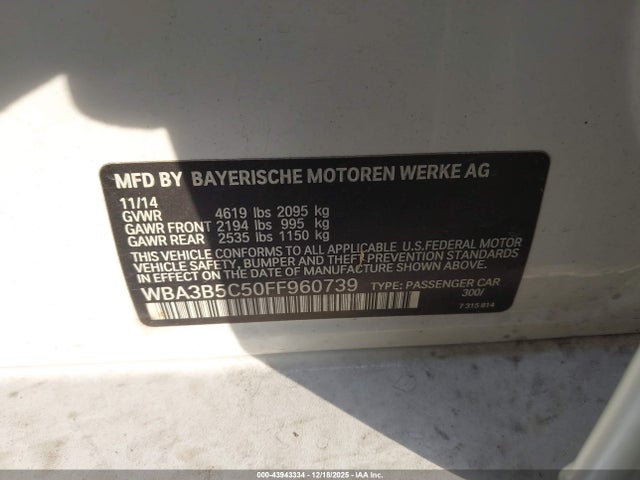 Продажа на аукционе авто 2015 Bmw 328i Xdrive, vin: WBA3B5C50FF960739, номер лота: 43943334