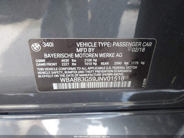 WBA8B3G59JNV01518 BMW 340i