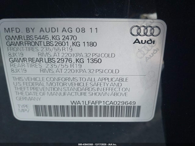 2012 AUDI Q5 WA1LFAFP1CA029649 Photo 8