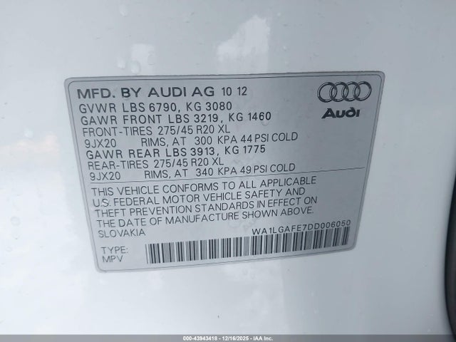 2013 AUDI Q7 WA1LGAFE7DD006050 Photo 8