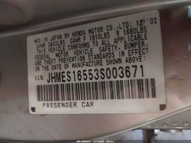 2003 HONDA CIVIC JHMES16553S003671 Photo 8