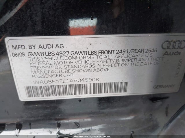 2010 AUDI A4 WAUBFAFL1AA045908 Photo 8