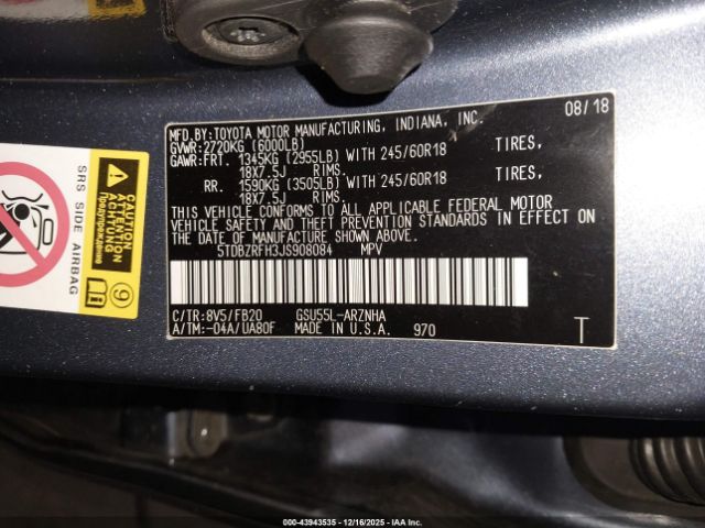 2018 TOYOTA HIGHLANDER 5TDBZRFH3JS908084 Photo 8