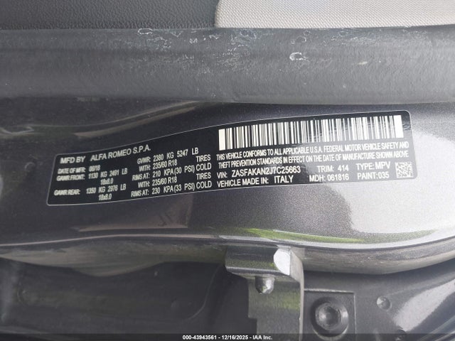 2018 ALFA ROMEO STELVIO ZASFAKAN2J7C25663 Photo 8