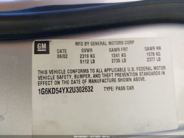 2002 CADILLAC DEVILLE 1G6KD54YX2U302632 Photo 8