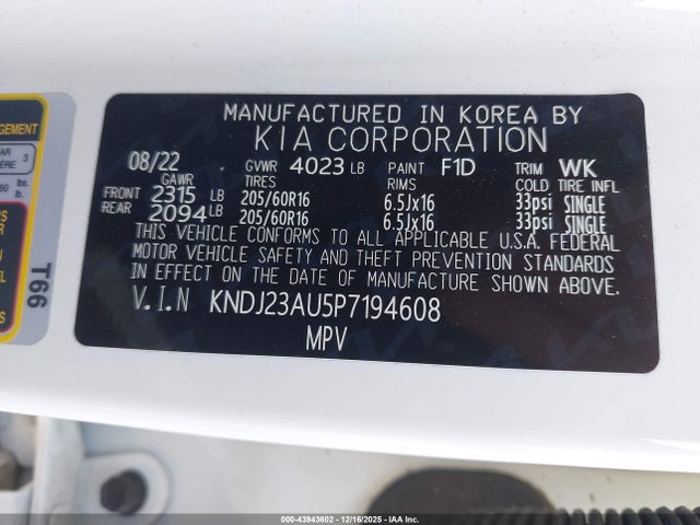 KNDJ23AU5P7194608 KIA SOUL S