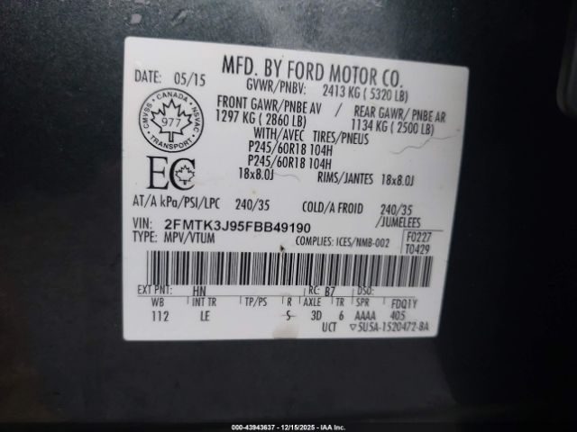 2015 FORD EDGE 2FMTK3J95FBB49190 Photo 8