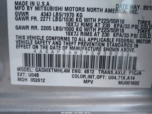 2015 MITSUBISHI OUTLANDER SPORT 4A4AP3AW2FE038239 Photo 8