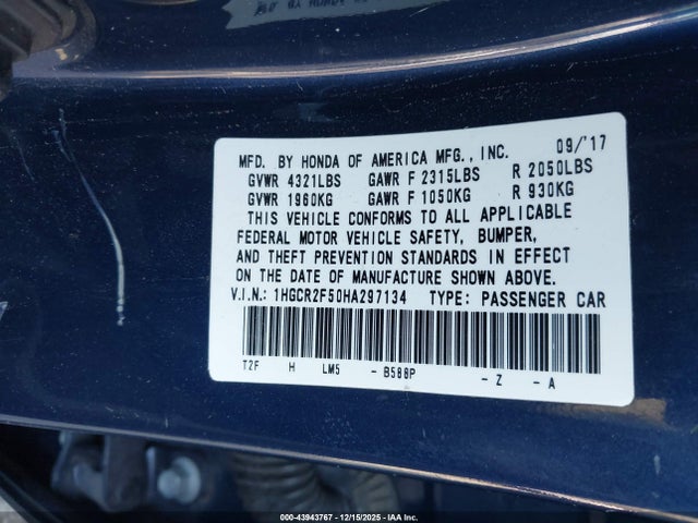 1HGCR2F50HA297134 Honda Accord Sport