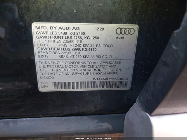 2021 AUDI Q5 WA1AAAFY6M2046103 Photo 8