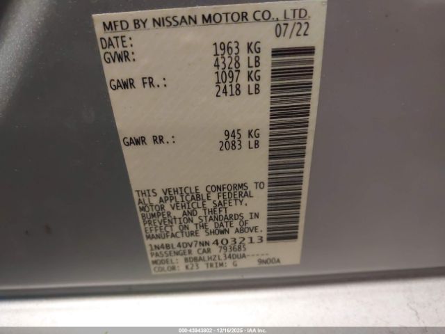2022 NISSAN ALTIMA 1N4BL4DV7NN403213 Photo 8