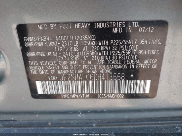 2013 SUBARU FORESTER JF2SHAEC6DH413558 Photo 8
