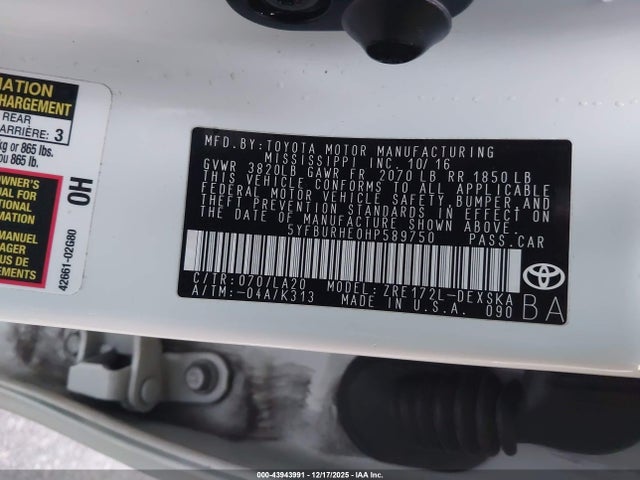 Toyota Corolla Xse 2017 5YFBURHE0HP589750 Image 9