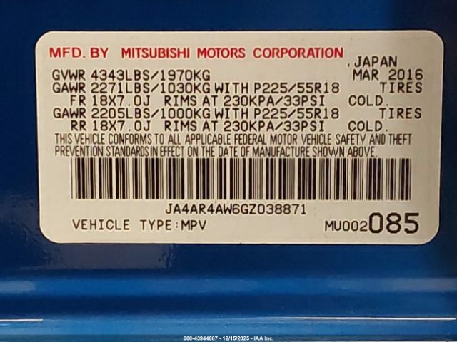 2016 MITSUBISHI OUTLANDER SPORT JA4AR4AW6GZ038871 Photo 8