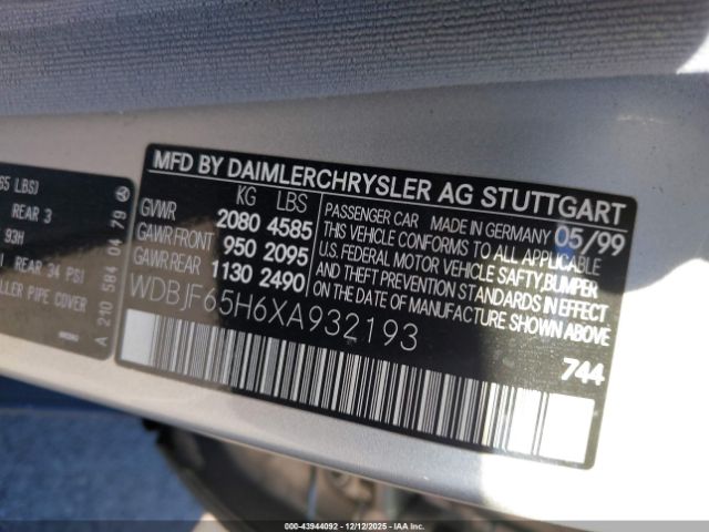 1999 MERCEDES-BENZ E 320 WDBJF65H6XA932193 Photo 8