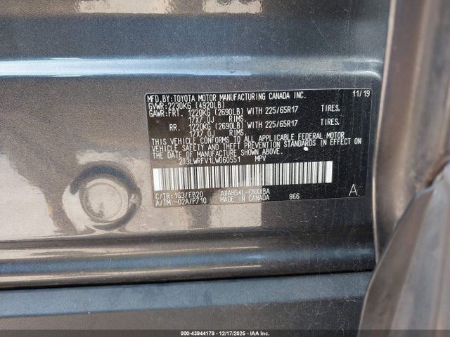 2T3LWRFV1LW060551 Toyota Rav4 Hybrid Le