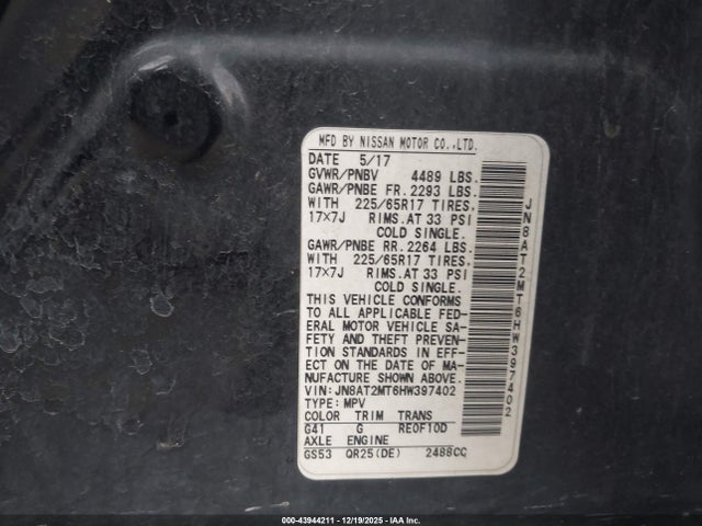 Nissan ROGUE SV 2017 JN8AT2MT6HW397402 Image 9
