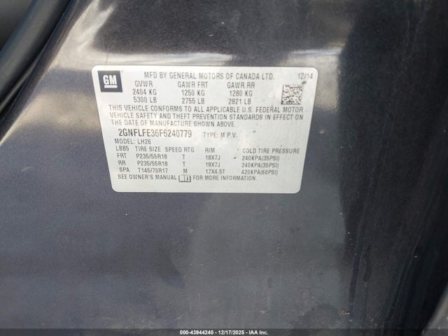 Chevrolet EQUINOX 1LT 2015 2GNFLFE36F6240779 Image 9