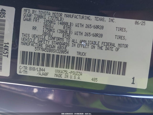 5TFMA5DB8SX320054 Toyota Tundra 1794 Edition