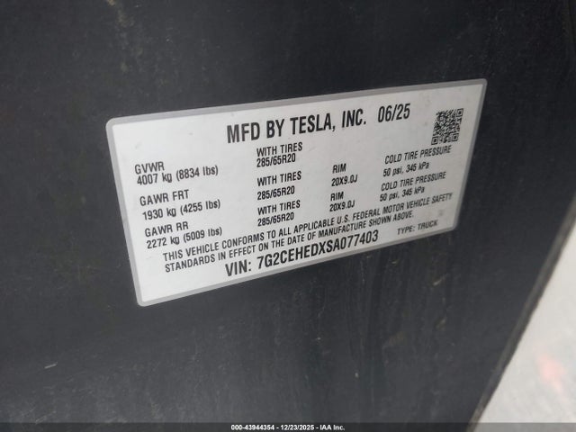 2025 TESLA CYBERTRUCK 7G2CEHEDXSA077403 Photo 8