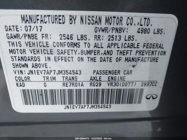 JN1EV7AP7JM354543 Infiniti Q50 3.0t Sport