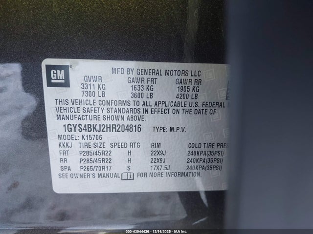 2017 CADILLAC ESCALADE 1GYS4BKJ2HR204816 Photo 8