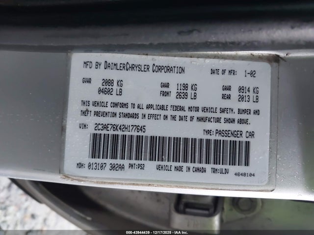 2002 CHRYSLER 300M 2C3AE76K42H177645 Photo 8