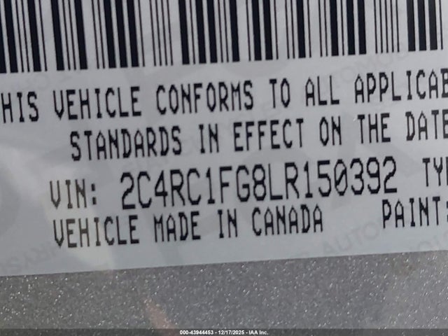 Chrysler Pacifica Touring 2020 2C4RC1FG8LR150392 Image 9