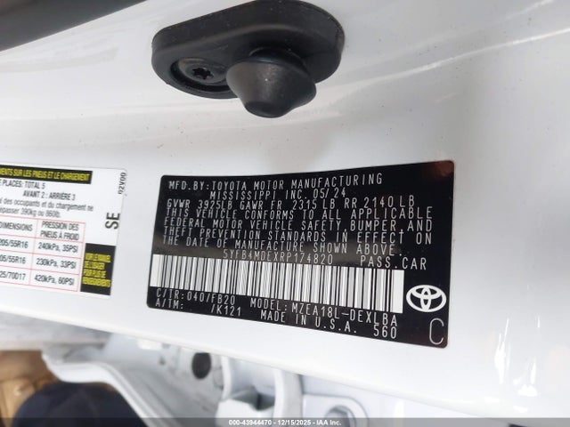 Toyota COROLLA LE 2024 5YFB4MDEXRP174820 Image 9