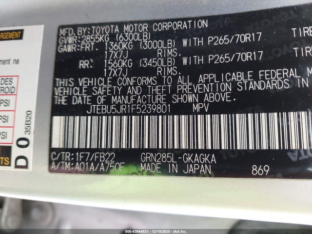 2015 TOYOTA 4RUNNER JTEBU5JR1F5239801 Photo 8