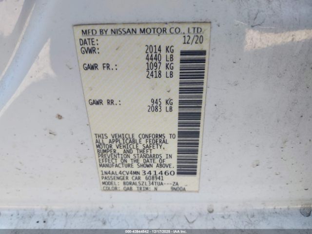 2021 NISSAN ALTIMA 1N4AL4CV4MN341460 Photo 8