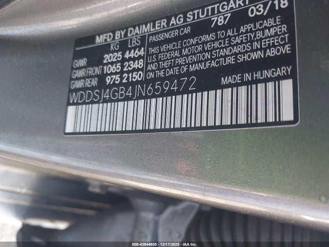WDDSJ4GB4JN659472 Mercedes-Benz CLA 250 4MATIC