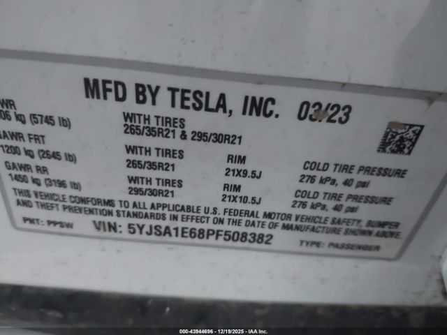2023 TESLA MODEL S 5YJSA1E68PF508382 Photo 8