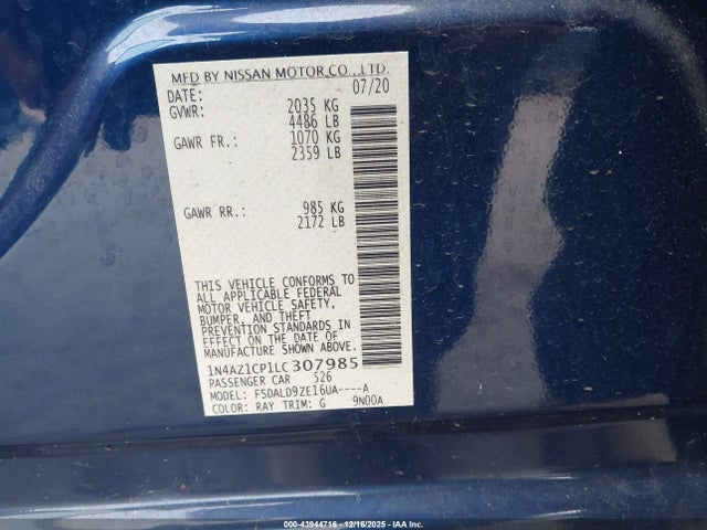 1N4AZ1CP1LC307985 Nissan Leaf Sv 40 Kwh