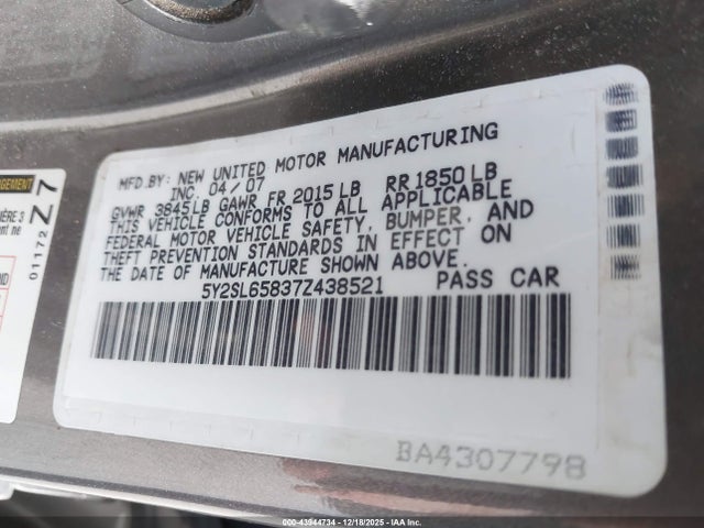 2007 PONTIAC VIBE 5Y2SL65837Z438521 Photo 8
