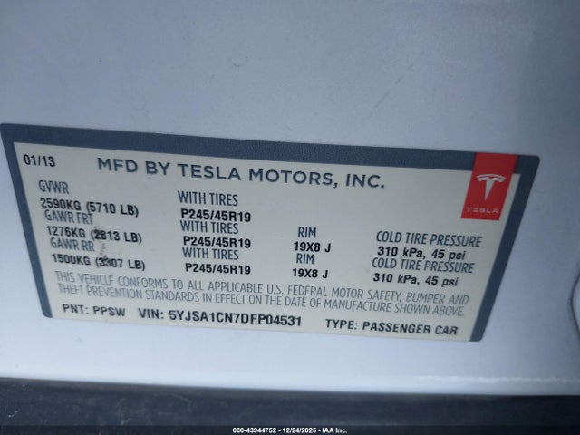 2013 TESLA MODEL S 5YJSA1CN7DFP04531 Photo 8