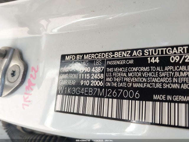 2021 MERCEDES-BENZ A 220 W1K3G4EB7MJ267006 Photo 8