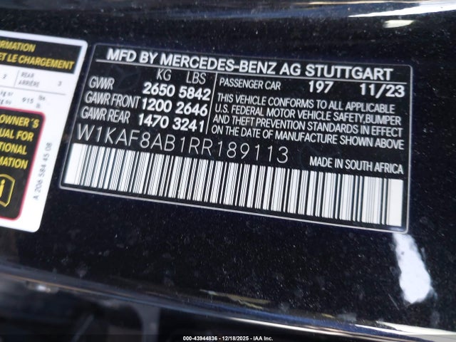 2024 MERCEDES-BENZ AMG C 63 W1KAF8AB1RR189113 Photo 8