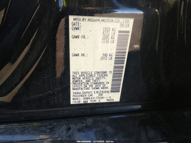 1N4AL3APXFC182666 Nissan Altima 2.5 Sv