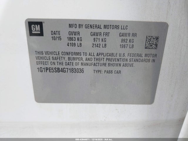 1G1PE5SB4G7183036 Chevrolet Cruze Limited 1lt Auto