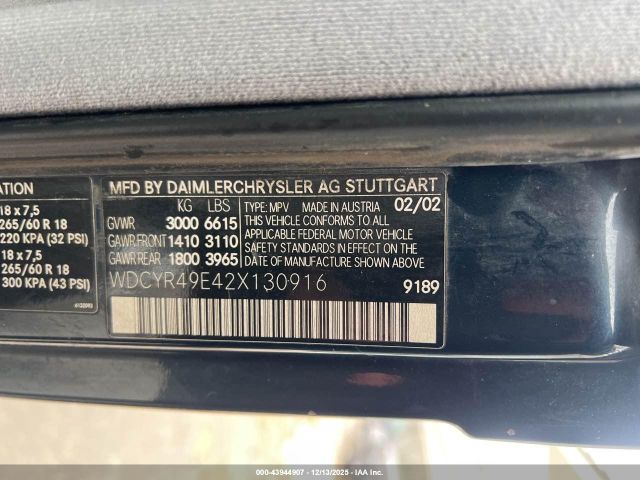 2002 MERCEDES-BENZ G 500 WDCYR49E42X130916 Photo 8