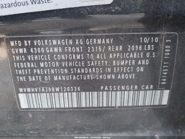 2011 VOLKSWAGEN GTI WVWHV7AJ0BW120336 Photo 8